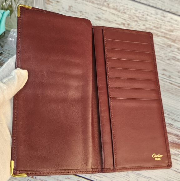 Cartier EUC Mastline Vintage Bordeaux Leather Long Wallet 🍷 - Picture 3 of 16